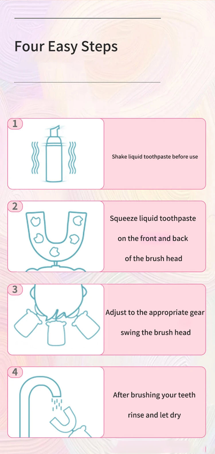 360° Sonic Electric Toothbrush U Shape Rechargeable for Kids Children Automatic Silicone Tooth Brush Smart Timer Blue Light IPX7