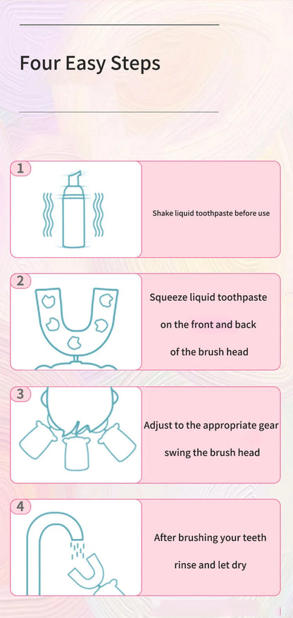 360° Sonic Electric Toothbrush U Shape Rechargeable for Kids Children Automatic Silicone Tooth Brush Smart Timer Blue Light IPX7