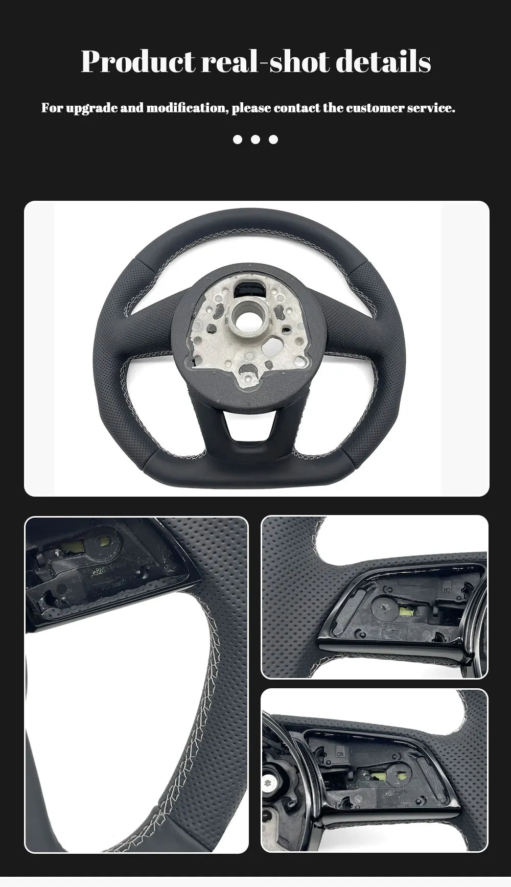 For Audi RS3 RS4 RS5 A3 A4 B9 A5 S3 S4 S5 2017-2020 Half perforated white leather steering wheel