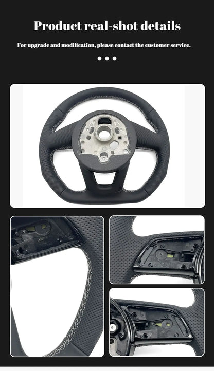 For Audi RS3 RS4 RS5 A3 A4 B9 A5 S3 S4 S5 2017-2020 Half perforated white leather steering wheel