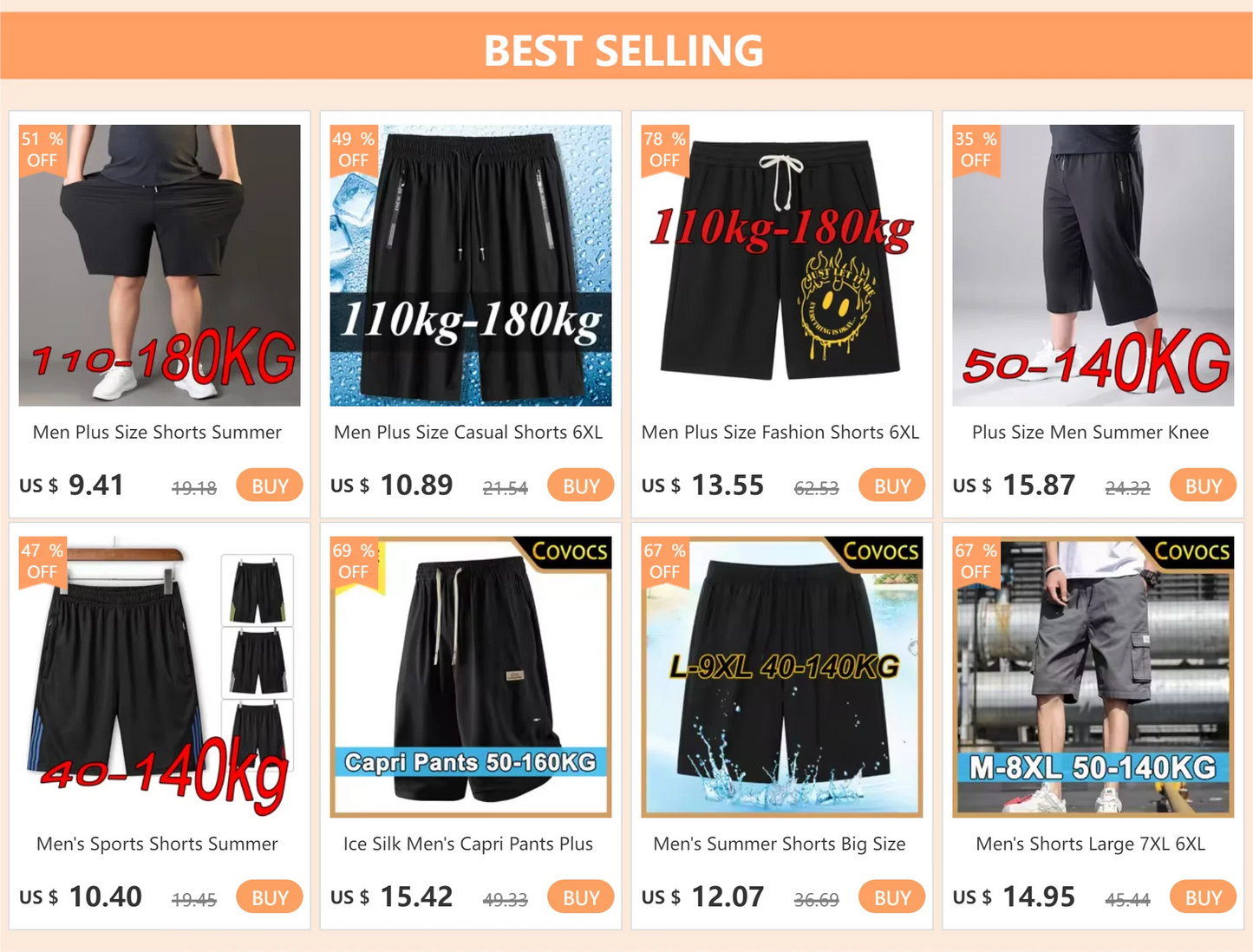Men Plus Size Shorts Summer Pants Work Trousers Men Quick-drying Loose Fit Sports Fitness Sweatpants