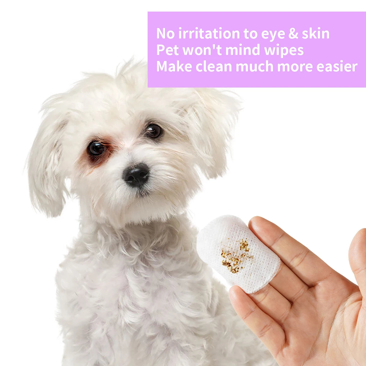 1-Pack Gentle Pet Eye Wipes - Plant Extracts No Irritation Tear Stain Remover for Cats Dogs Portable Eye Care Essentials