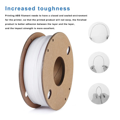 3D Printer Filament ABS 3D Printing Filament 1.75mm Dimensional Accuracy +/- 0.02 mm, ABS 0.25KG White