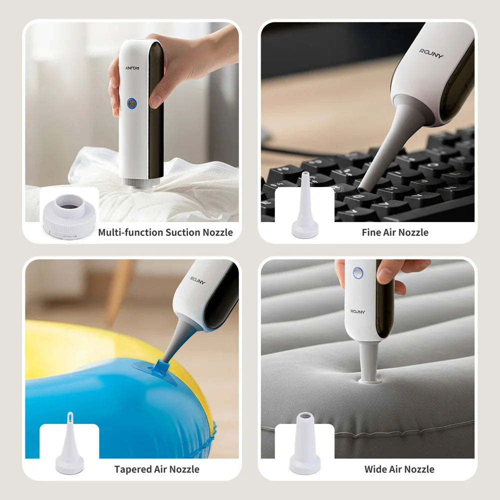 Handheld Vacuum Cleaner with LED Light, Portable Car Cordless Vacuum Cleaner with Powerful Suction and 7 Nozzles, Blowing, White