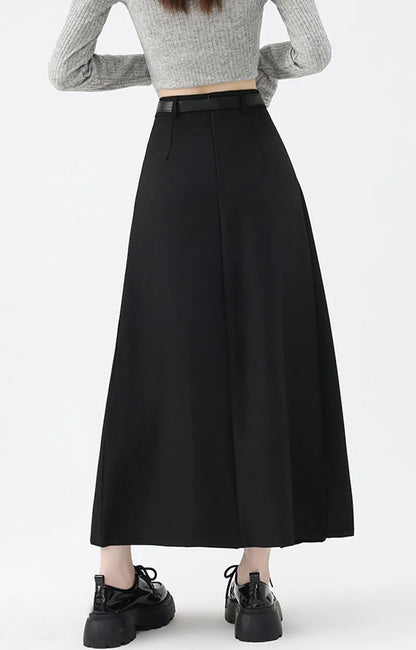 2026 New Women's Pleated Maxi Skirts Autumn High Waisted Zipper Jk Long Skirt Woman Elegant Loose Design Big Swing A-Line Skirts