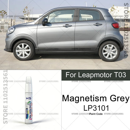 For Leapmotor T03 Car Paint Repair Pen Touch Up Scratch Remover DIY Auto Accessories Blue C02 Yellow Green YO Grey Light White
