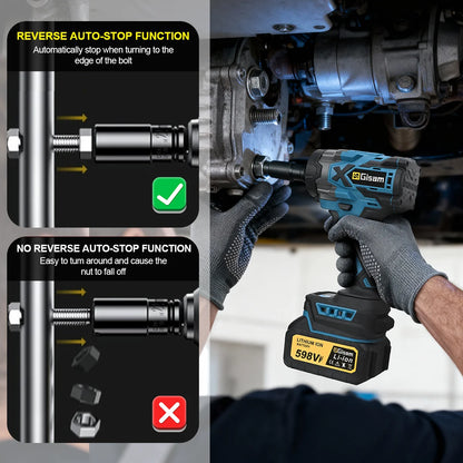 Gisam 900N.M Brushless Electric Impact Wrench 1/2" Cordless High Torque Wrench Drill Screwdrivers Tools For Makita Battery Pin