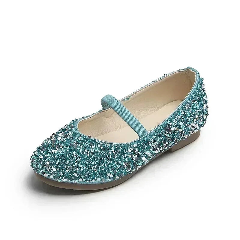 2025 Spring 1 to 12 years old girls dress shoes Beauty Pointed Toe Teen Girl Leather Shoes Bling Princess Wedding Shoes