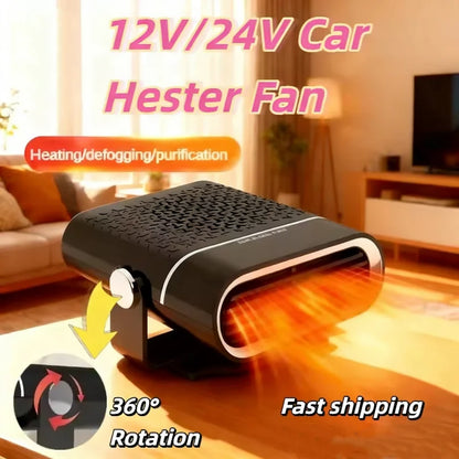 200W Electric Heater Fan 12V/24V Car Heater Cooling Heating Fan Windshield Demister Defroster Car Supplies Car Anti-Fog Heater