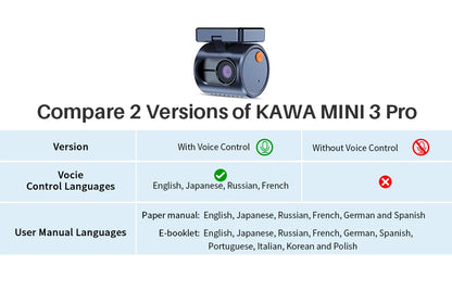 2K KAWA MINI 3 Pro Cameras for Car DVR Tiny Dash Cam 24 Parking Auto Video Recorder WiFi APP Voice Control Car dashcam