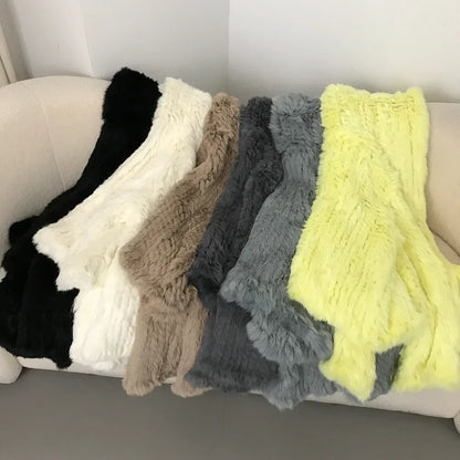 2024 Short Rabbit Fur Coat for Women Autumn Winter New Encrypted Thickened Handmade Double-sided Woven Hooded Korean Style