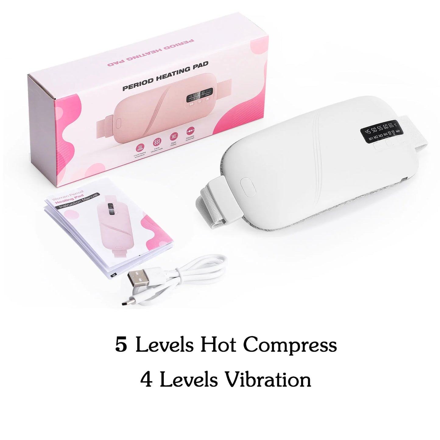 Women Menstrual Heating Pads Effective Hot Compress Period Relief Belt Rechargeable Heated Waist Massager Gifts for Female