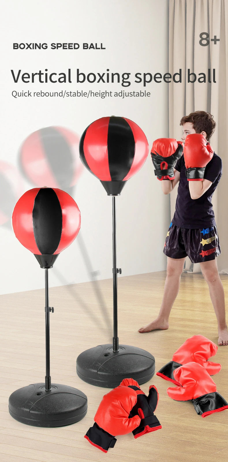 Children's Standing Inflatable Boxing Balls with Hand Pumps Gloves Sports Toys Indoor Outdoor Fun Sports Toy Set Christmas Gifts for Kids Boys and Girls Ship From Germany Fast Delivery