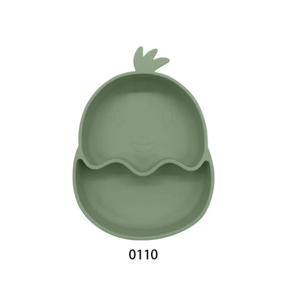 Baby Silicone Suction Cup Bowl Cute Bear Design Macaron Color 100% Food Grade Silicone BPA Free Double plate design for meals