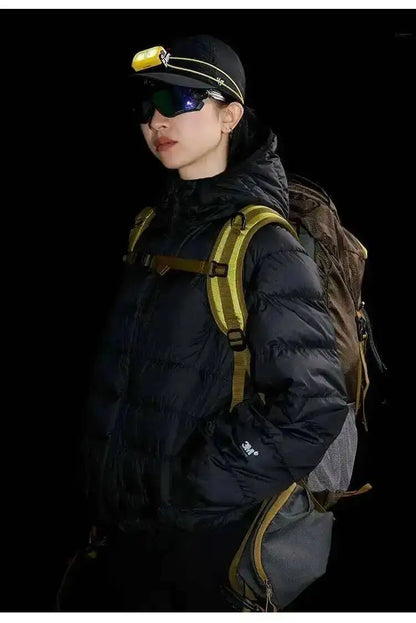 HKSH Outdoor Light Sport Color Contrast Hooded Down Jacket Women's Winter Mountain Leisure Waterproof Climbing Cotton Coat H2887