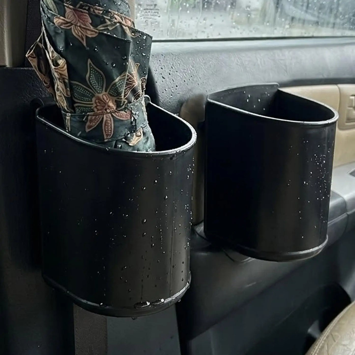 1/2pcs Car Multifunctional Cup Holder Trash Bin Door Seat Back Mount Black Plastic Organizer Auto Storage Box Accessories