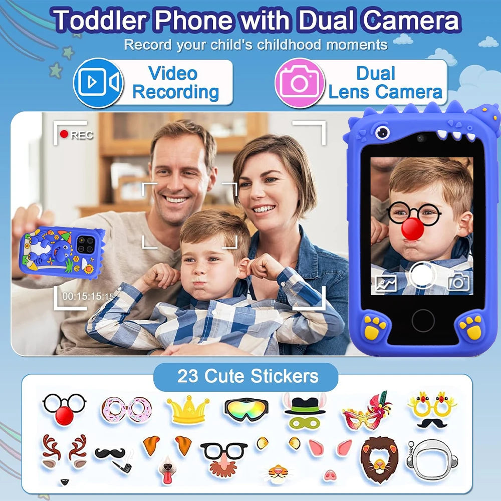AMORUS Children Smart Phone Toy 2.8 inch Touchscreen Digital Camera Toys for Boys Girl Toys Music Player Christmas Birthday Gift
