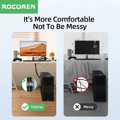 Rocoren Cable Organizer Tearable Wire Winder Ties USB Cable Management Charger Protector For Phone Mouse Earphone Cable Holder
