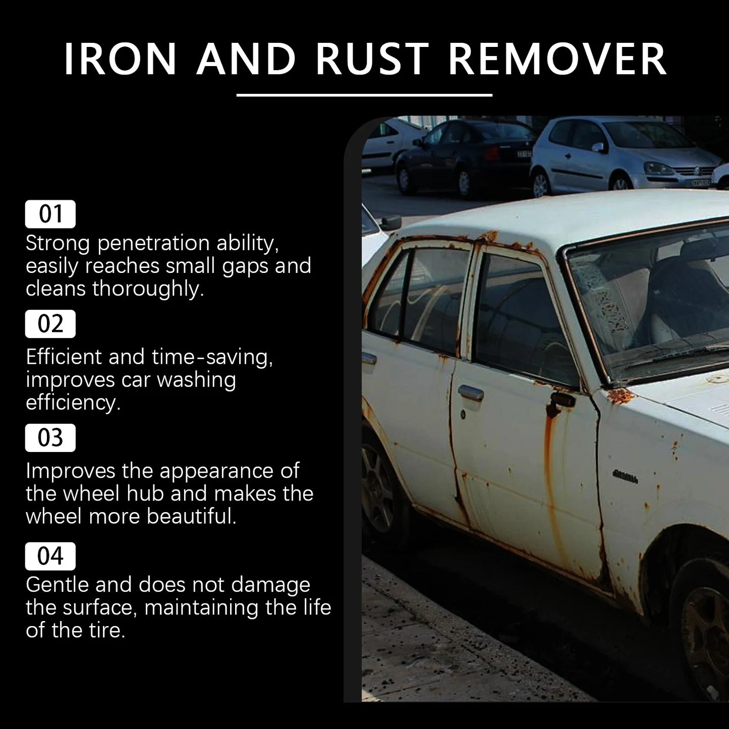 Rust Remover Spray Penetrating Lubricant Rust Converter for Wheels Brake Parts Restore Metal Car Detailing