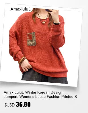 Amax LuluE European Design Womens Leisure Classic Sweaters Autumn Females Vintage Printed Jumpers Luxury Cotton O Neck Pullovers