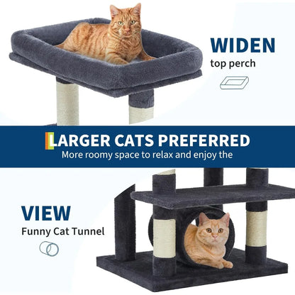 Garvee 188cm Extra Tall Multilevel Cat Tree Tower, Indoor Large Cat Climbing Activity Center with Cat Condos, Sisal Scratching Posts & Soft Hammock for Kittens and Adult Cats