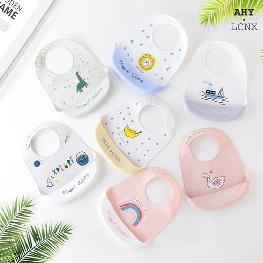 Soft Silicone Baby Bibs Boys Girls Stuff Waterproof Bib Feeding Infant Newborn Cartoon Aprons Toddlers Bibs Burp Cloths Bandana