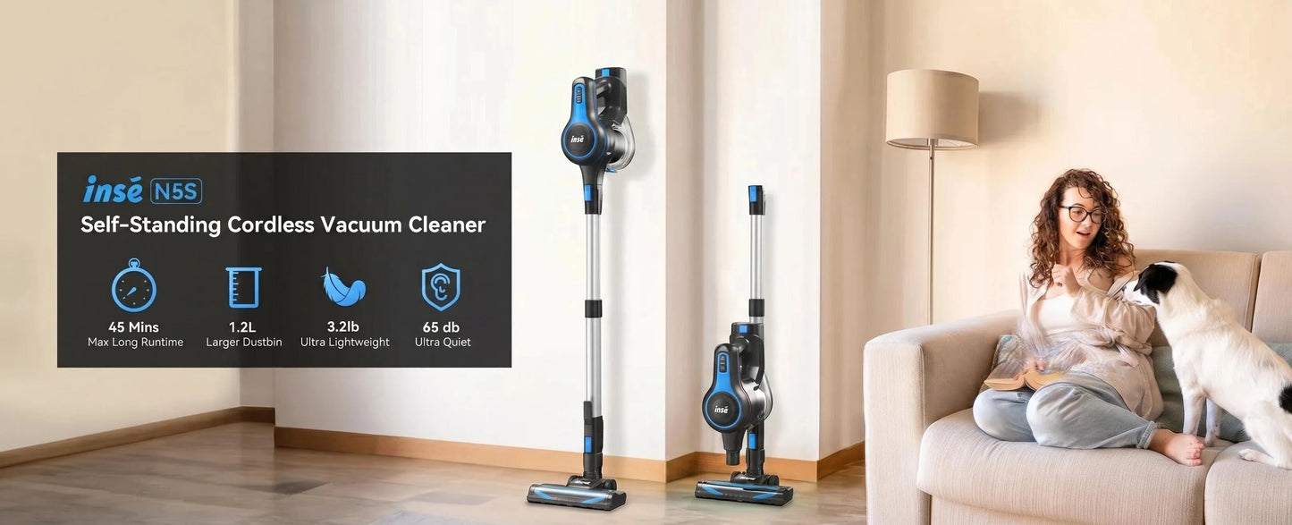 INSE N5T 465W 35000Pa Suction Power Cordless Vacuum Cleaner Handheld Smart Home Appliance Removable Battery Dust Mug