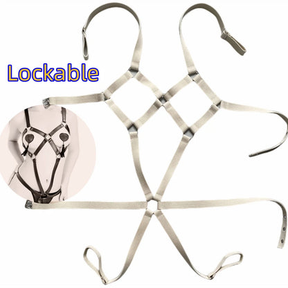 BDSM Full Body Harness Bra Breast Restraint Chest Men For Women Cotton Bondage Lingerie Female