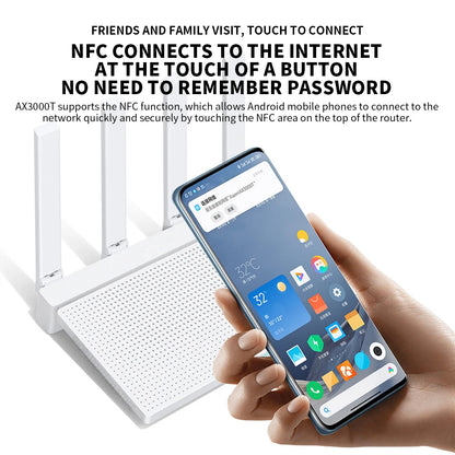 2024 NEW Original Xiaomi AX3000T Router 2.4GHz 5GHz 1.3GHz CPU 2X2 160MHz WAN LAN LED NFC Connection for Home Office Games Mi