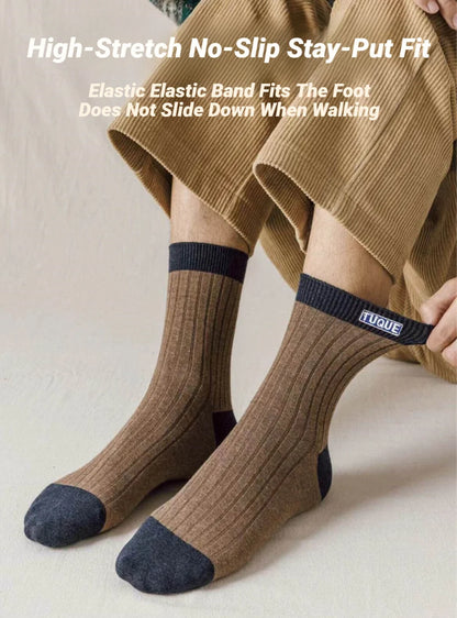 5‑Pairs Unisex Men's Trendy Color Block Crew Socks Breathable Comfy Casual For All Seasons Outdoor Wearing