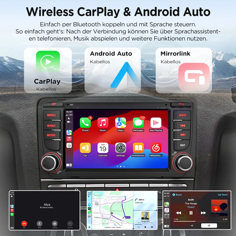 Junsun CarPlay Android Auto Radio for Ford Focus Mondeo Fiesta Transit Kuga C-Max S-Max Galaxy GPS Car Multimedia 2din autoradio