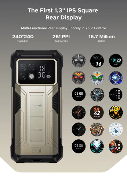 DOOGEE S200 Max 5G Rugged Phone 1.32" Rear Display Dual light Flashlight 22000mAh Battery 66W 6.72” 120Hz 16GB 512GB Smartphone