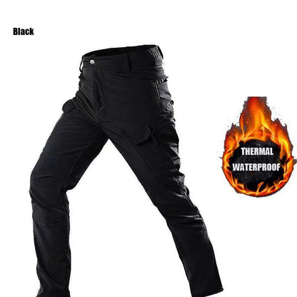 Men Winter Autumn Fleece Waterproof Cargo Pants Hiking Camping Softshell Climbing Casual Warm Tactical Military Combat Trousers