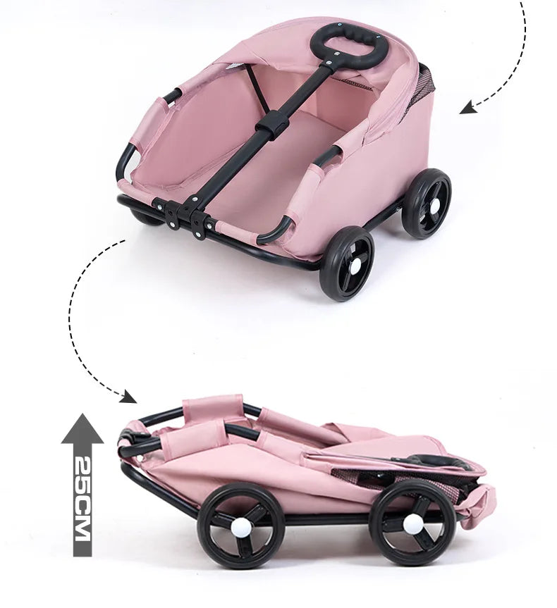 Foldable Pet Stroller with Sun Canopy Lightweight Dog Trolley Shopping Carts Outdoor Walking Travel Cart for Small Dogs Puppy