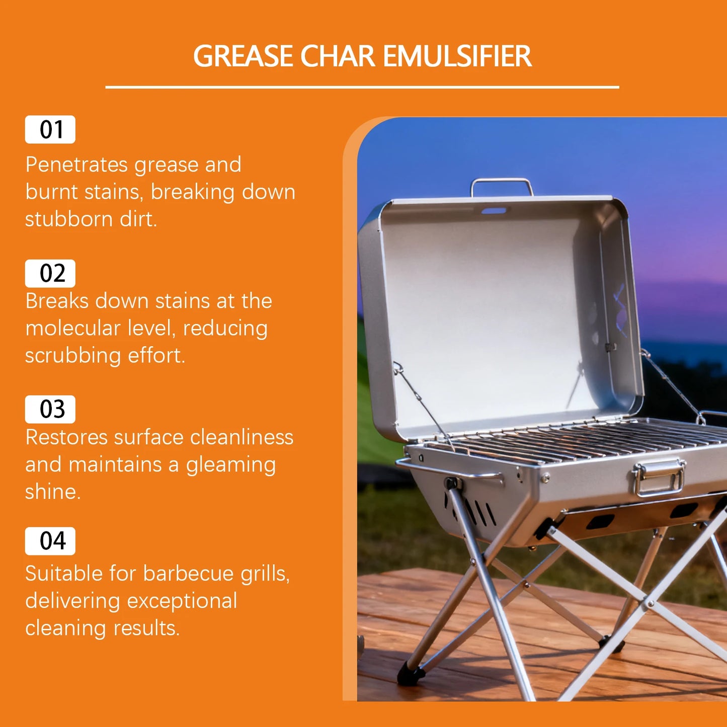 Grill Cleaner Spray for BBQ Oven Stove Grease Remover Heavy Duty Degreaser Baked On Grease Burnt On Food Outdoor Indoor 100ml