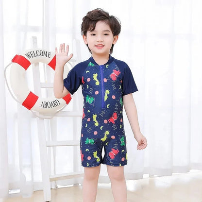 2-10T Summer Kids Boy Swimsuits Vacation Beach Pants Long sleeve Tops with Hat Toddler Sets Fashion Children Surfing Swim Suit