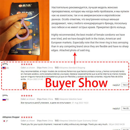 2PCS Female Condoms For Women Wearing Orgasm Latex Rubber women's condoms Male Penis Cock Sleeve Contraceptives For Adults 18+