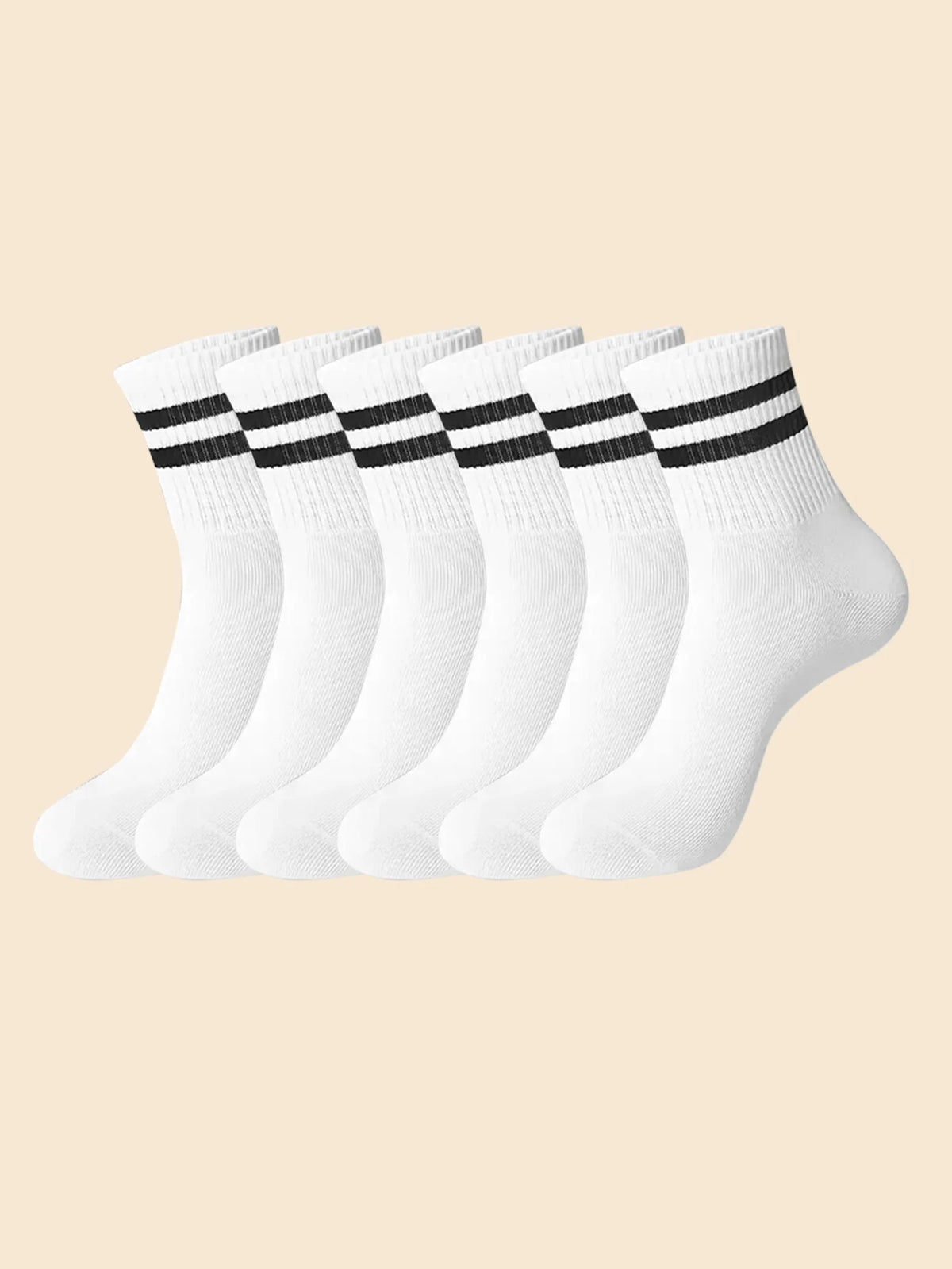 6/10 Pairs Men's Socks Spring Autumn Simple Casual Black White Striped Socks Breathable Mid Tube Sock High-quality Round Neck