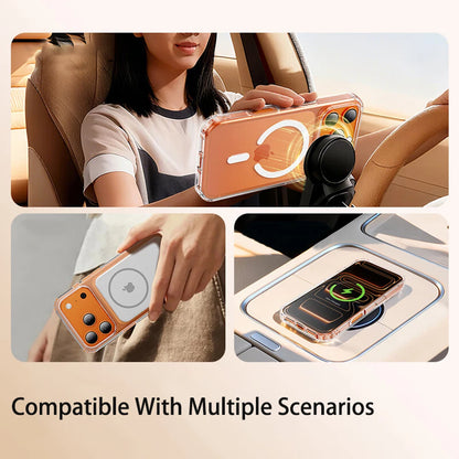 Magnetic Phone Case For iPhone 17 16 15 14 13 12 11 Pro Max Plus for Magsafe Wireless Charging Transparent Shockproof Back Cover
