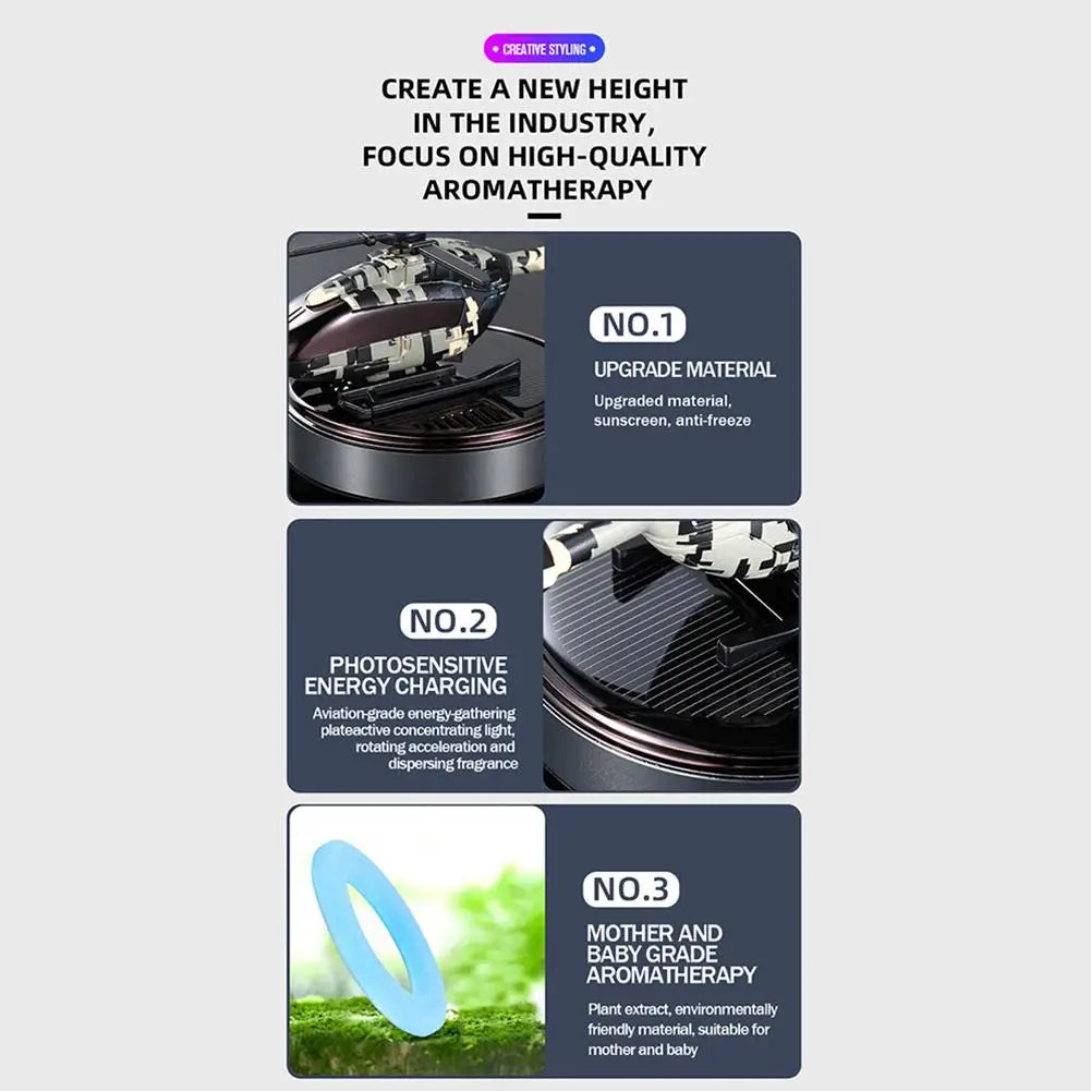 Car Solar Airplane Air Freshener Solar Helicopter Interior Accessories Trim Propeller Rotary Perfume Diffuser Deodorant