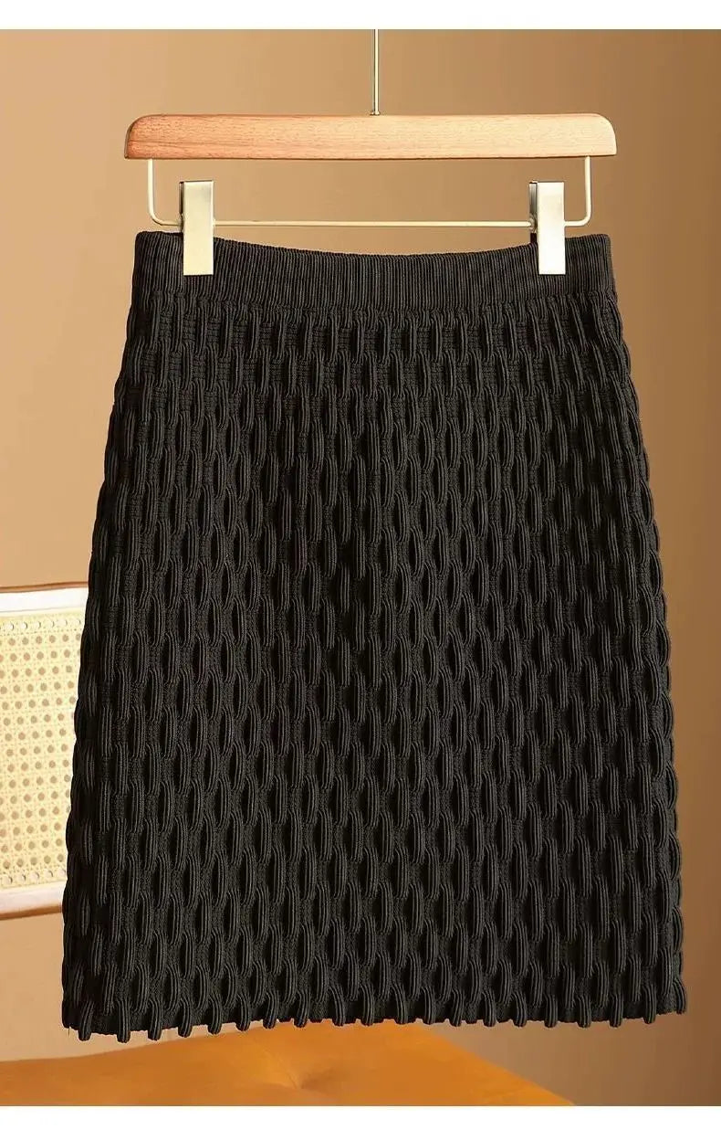 Autumn and Winter New Loose and Slimming Casual Versatile Knitted Base Elegant Skirt Covering Buttocks A-line Skirt for Women