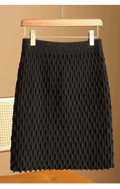 Autumn and Winter New Loose and Slimming Casual Versatile Knitted Base Elegant Skirt Covering Buttocks A-line Skirt for Women