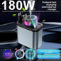 120W 5-in-1 Car Fast Charger Retractable Cable PD 30W Digital Voltmeter Star Light Car Charging Adapter For IOS Android