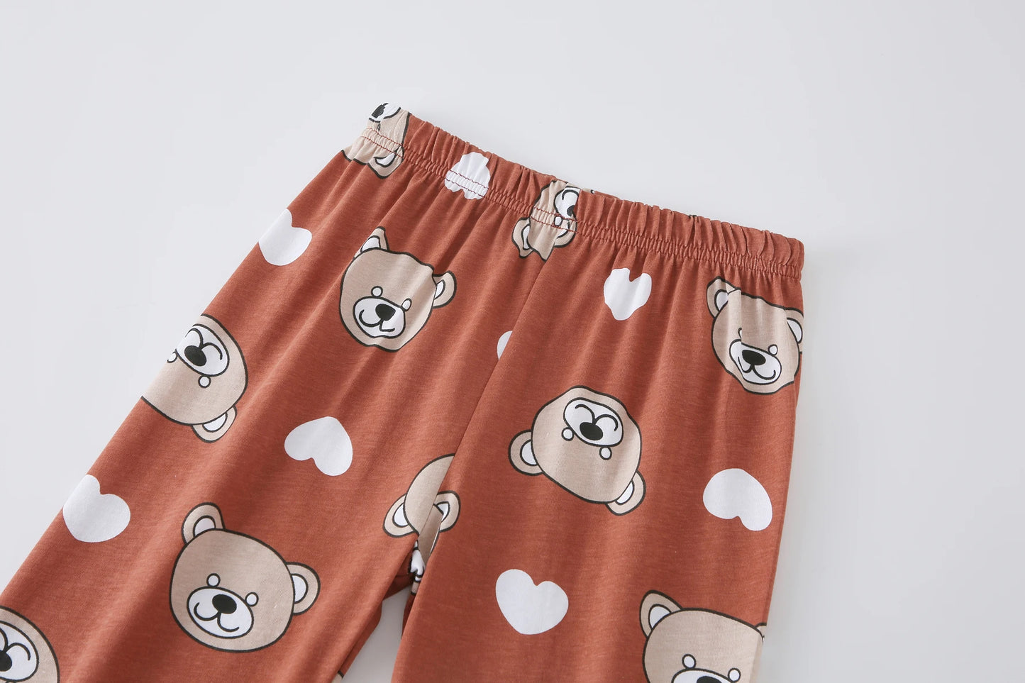 1-8 Years Kids Cotton Pajamas Set, Boys Girls Long Sleeve Home Wear, Cute Bear Print Sleepwear for Toddlers