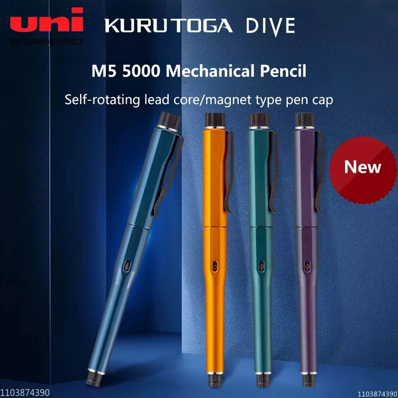 Japan Uni Kuru Toga DIVE Spin Mechanical Pencil M5-5000 Automatic Core/lead Self-revolving 0.5mm Advanced Drawing Art Stationery