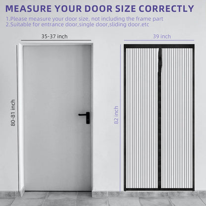 Magnetic Screen Door Hands Free Mesh Partition Heavy Duty Curtain Keeps Bugs Out Frame Hook & Loop Pet and Kid Friendly