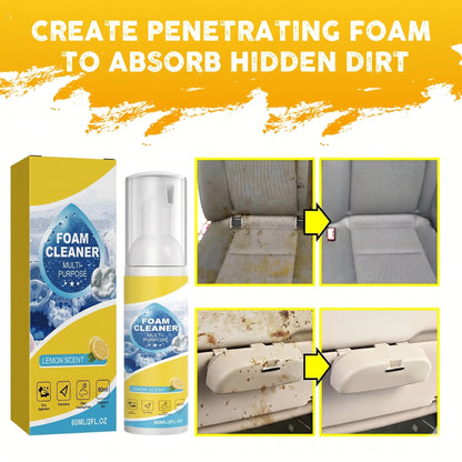 Multipurpose 2-in-1 Foaming Car Seat Cleaner Fabric Stain Eliminator Removes Tough Grime Without Full Washing