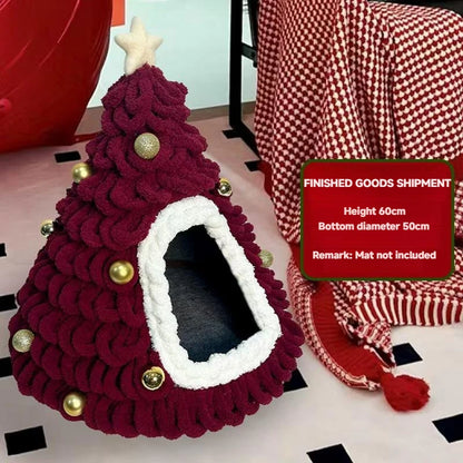 Modern Christmas Tree Cat Tent Knitted Design Warm Pet House for Cats and Kittens Ready to Use Living Room OEM ODM