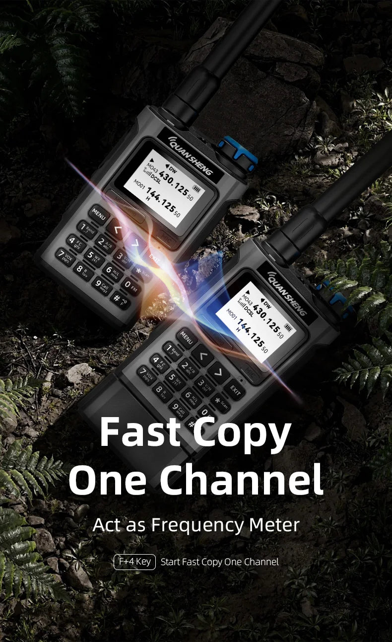 QUANSHENG K1 Air Band Walkie Talkie Wireless Copy Frequency Meter Type-C Charging NOAA Multi-Band Portable Two Way Radio UV