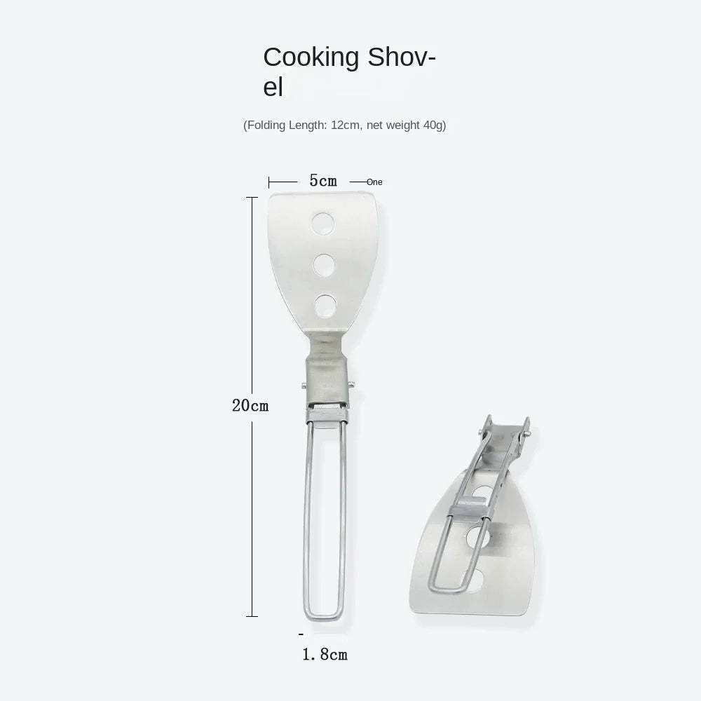 Folding Spatula Spoon Shovel Food Turner Portable 304 StainlessSteel Outdoor Camping BBQ Cooking Tableware Picnic Supplies ﻿